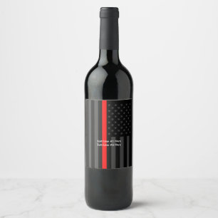USA Flag Thin Red Line Symbolic Personalised on a Wine Label