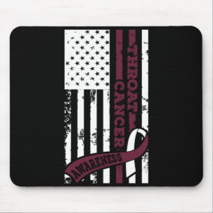Usa Flag Throat Cancer Awareness Cancer Ribbon Mouse Pad