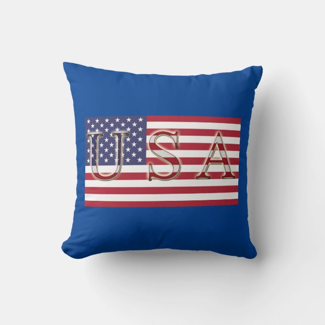 USA Flag Throw Pillow (Front)