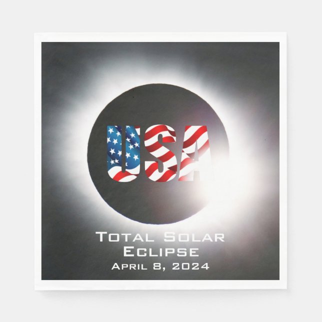 USA FLAG Total solar eclipse April 8, 2024 Napkin (Front)