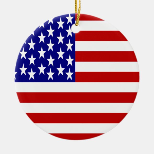 USA Flag Totally Printed Ceramic Tree Decoration (Front)