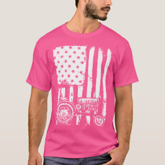 Usa Flag Tractor American Flag Tractor Farmer T-Shirt