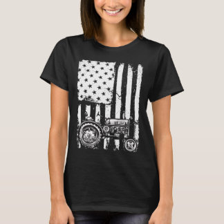Usa Flag Tractor Farm Gift American Flag Tractor F T-Shirt