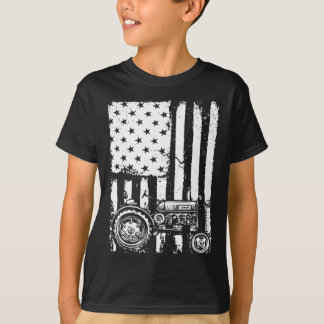 Usa Flag Tractor Farm Gift American Flag Tractor F T-Shirt