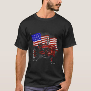 Usa Flag Tractor Farmer T-Shirt