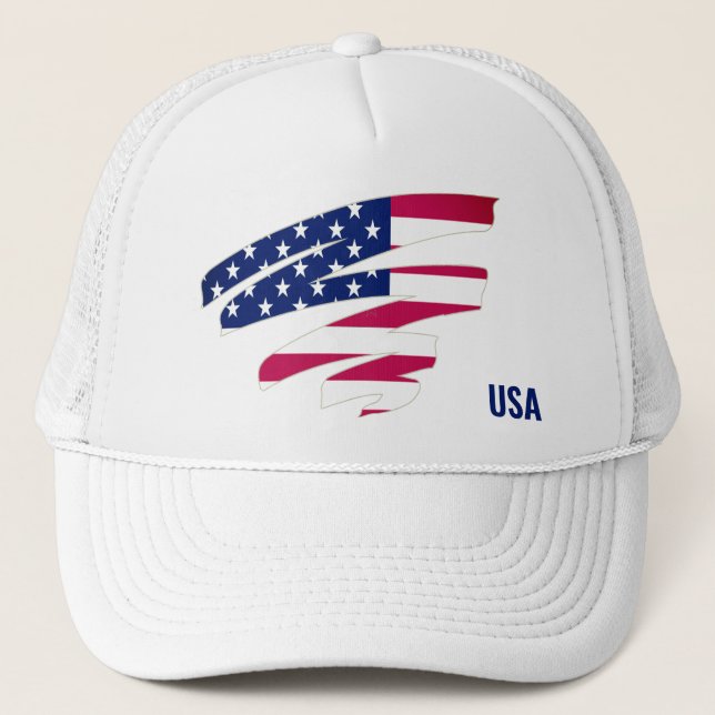 USA Flag Trucker Hat - Patriotic Baseball Cap (Front)