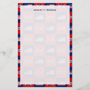 USA Flag & UK Flag Pattern Stationery