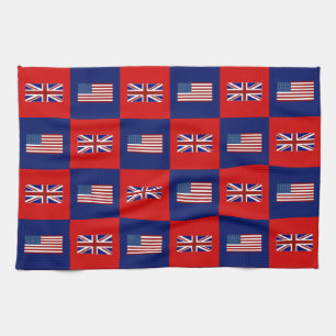 USA Flag & UK Flag Pattern Tea Towel