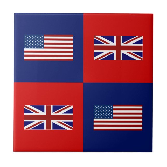 USA Flag & UK Flag Pattern Tile (Front)