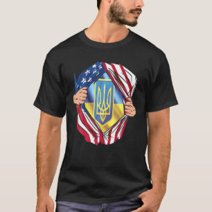 USA Flag Ukrainian Blood American Support Ukraine T-Shirt