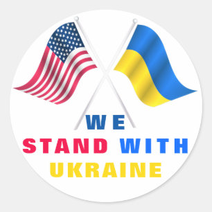USA Flag - Ukrainian Flag - We Stand With Ukraine Classic Round Sticker