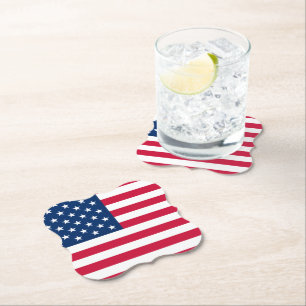 USA Flag - United States of America - Patriotic - Paper Coaster