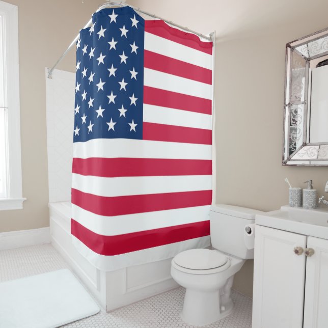 USA Flag - United States of America - Patriotic Shower Curtain (In Situ)