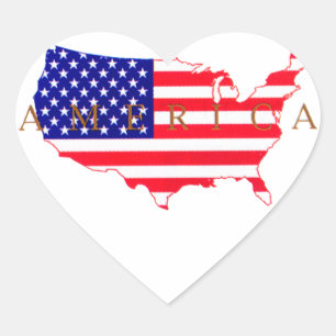 USA Flag - USA Map - America Heart Sticker