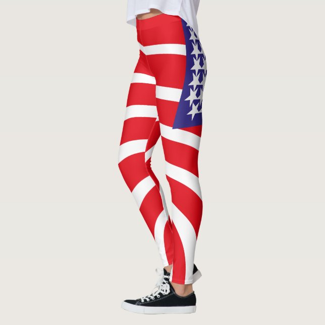 USA FLAG VERS AMERIKCA STARS By Masanser Pixelat Leggings (Left)