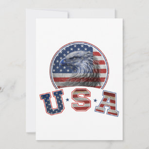 USA Flag Vintage American Eagle American Flag Invitation