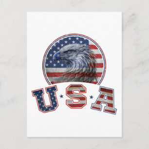 USA Flag Vintage American Eagle American Flag Postcard