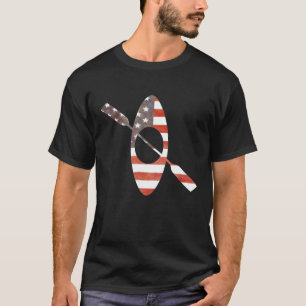 USA Flag Vintage Kayak Kayaking Paddling Water Spo T-Shirt