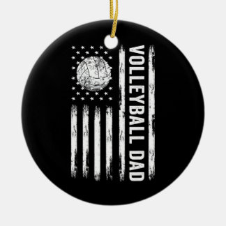 USA Flag Volleyball Dad Volleyball Game Day Vibes Ceramic Tree Decoration