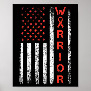 Usa Flag Warrior - Heart Disease Awareness 1  Poster