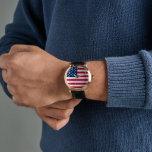 USA Flag Watch - Patriotic<br><div class="desc">USA Flag Watches - United States of America - Flag - Patriotic - independence day - July 4th - Customisable - Choose / Add Your Unique Text / Colour - Make Your Special Gift - Resize and move or remove and add elements / image with customisation tool. You can also...</div>
