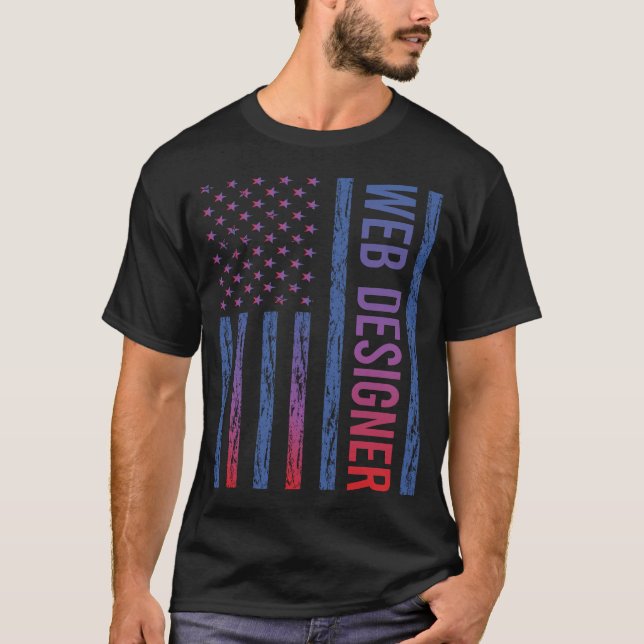 USA Flag Web Designer T-Shirt (Front)