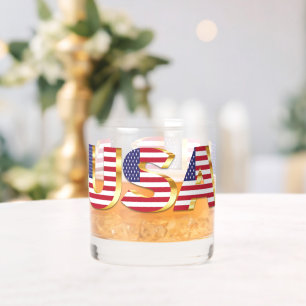USA Flag Whiskey Glass
