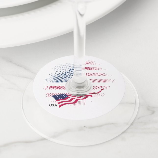 USA flag Wine Glass Tag (Close Up)