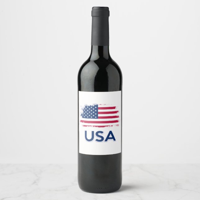 USA Flag  Wine Label (Front)