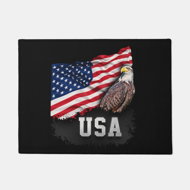 USA Flag with Bald Eagle 4th of July Doormat (Front)