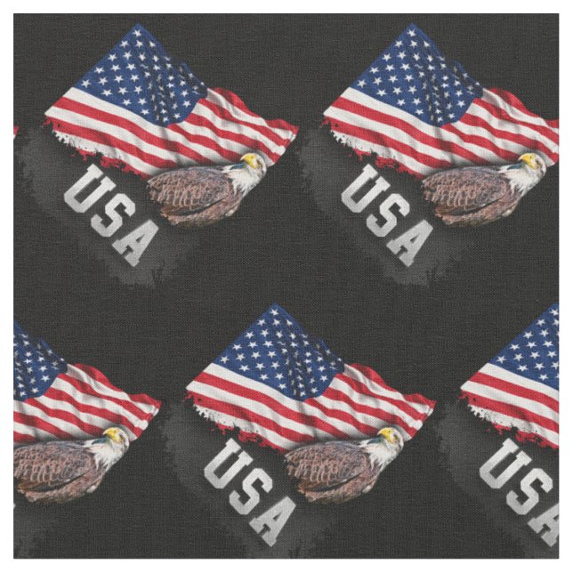 USA Flag with Bald Eagle 4th of July Fabric (Close Up)