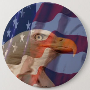 USA Flag With Bald Eagle Button