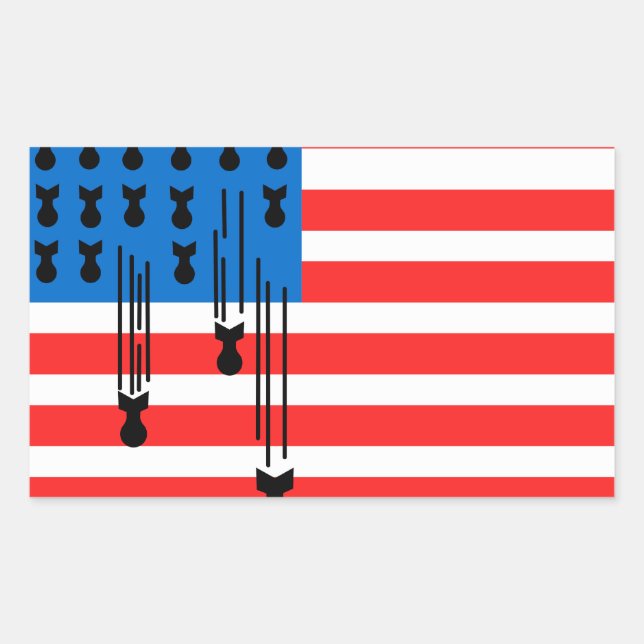 USA Flag with Falling Bombs Rectangular Sticker (Front)