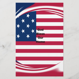USA flag with God Bless our Home text art design