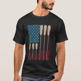 USA Flag with Oar Stripes for Rowers T-Shirt