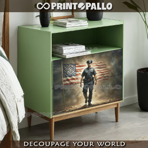 USA flag with Police agent protect you Tissue Paper