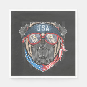 USA Flag with Pug Napkin