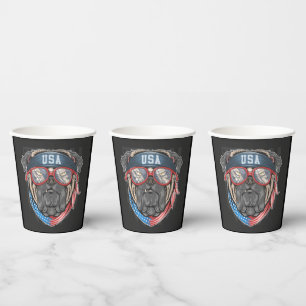 USA Flag with Pug Paper Cups