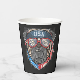 USA Flag with Pug Paper Cups