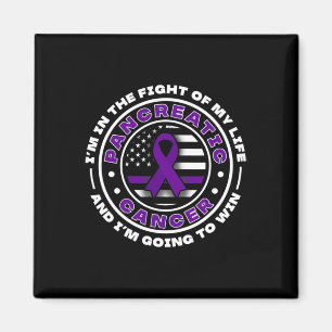 Usa Flag With Purple Ribbons For Pancreatic Cancer Magnet