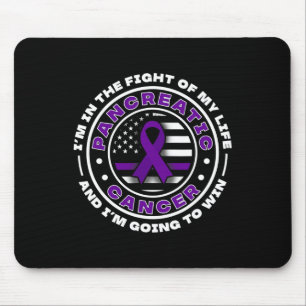 USA flag with purple ribbons for Pancreatic Cancer Mouse Pad