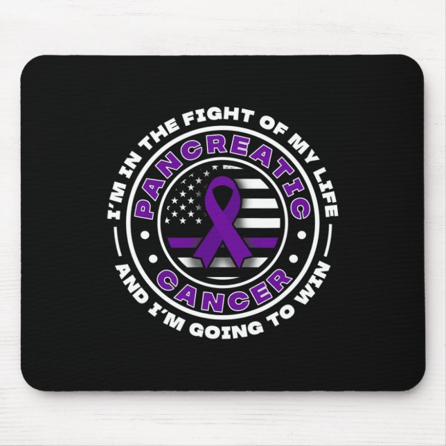 USA flag with purple ribbons for Pancreatic Cancer Mouse Pad (Front)
