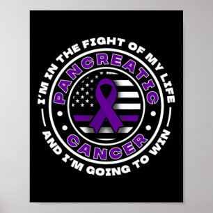 USA flag with purple ribbons for Pancreatic Cancer Poster