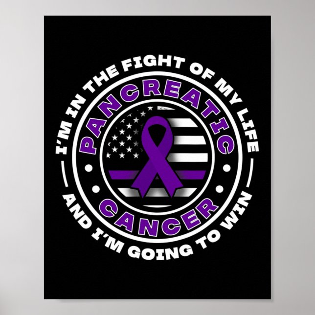 USA flag with purple ribbons for Pancreatic Cancer Poster (Front)