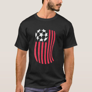 USA Flag With Soccer Ball Distressed Graphic T-Shirt