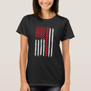 Usa Flag with Valentine's Day Hearts For Women Gir T-Shirt