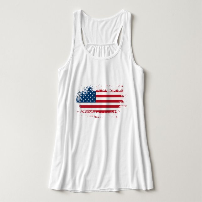 USA Flag Women’s Plus-Size Basic T-Shirt Singlet (Design Front)