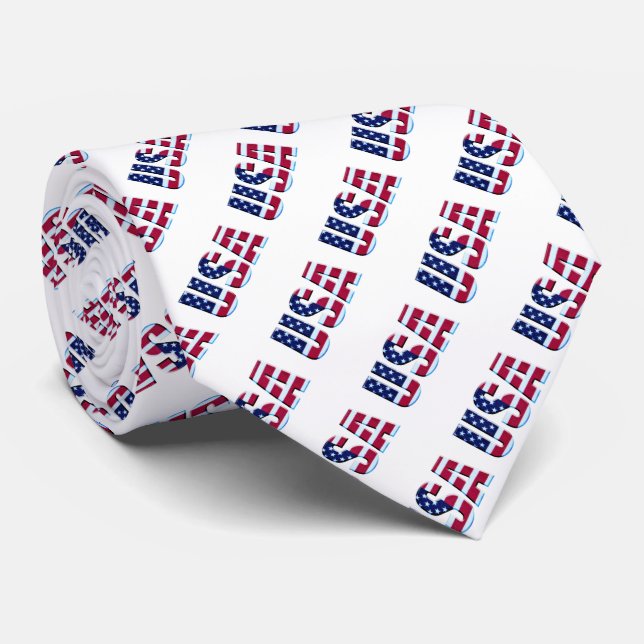 USA Flag Word Pattern Tie (Rolled)