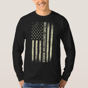 Usa Flag Working  Proud American Construction Work T-Shirt