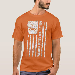 USA Flag Worlds Best Curling Grandma Curler Gift T-Shirt